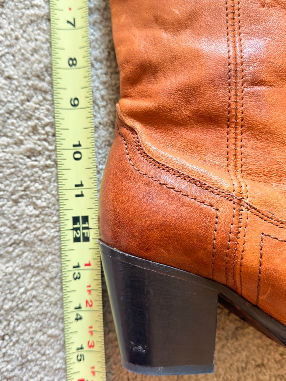 Frye Women's Tan Leather Mid-Calf Western Heel Boots size 6 - Picture 8 of 9